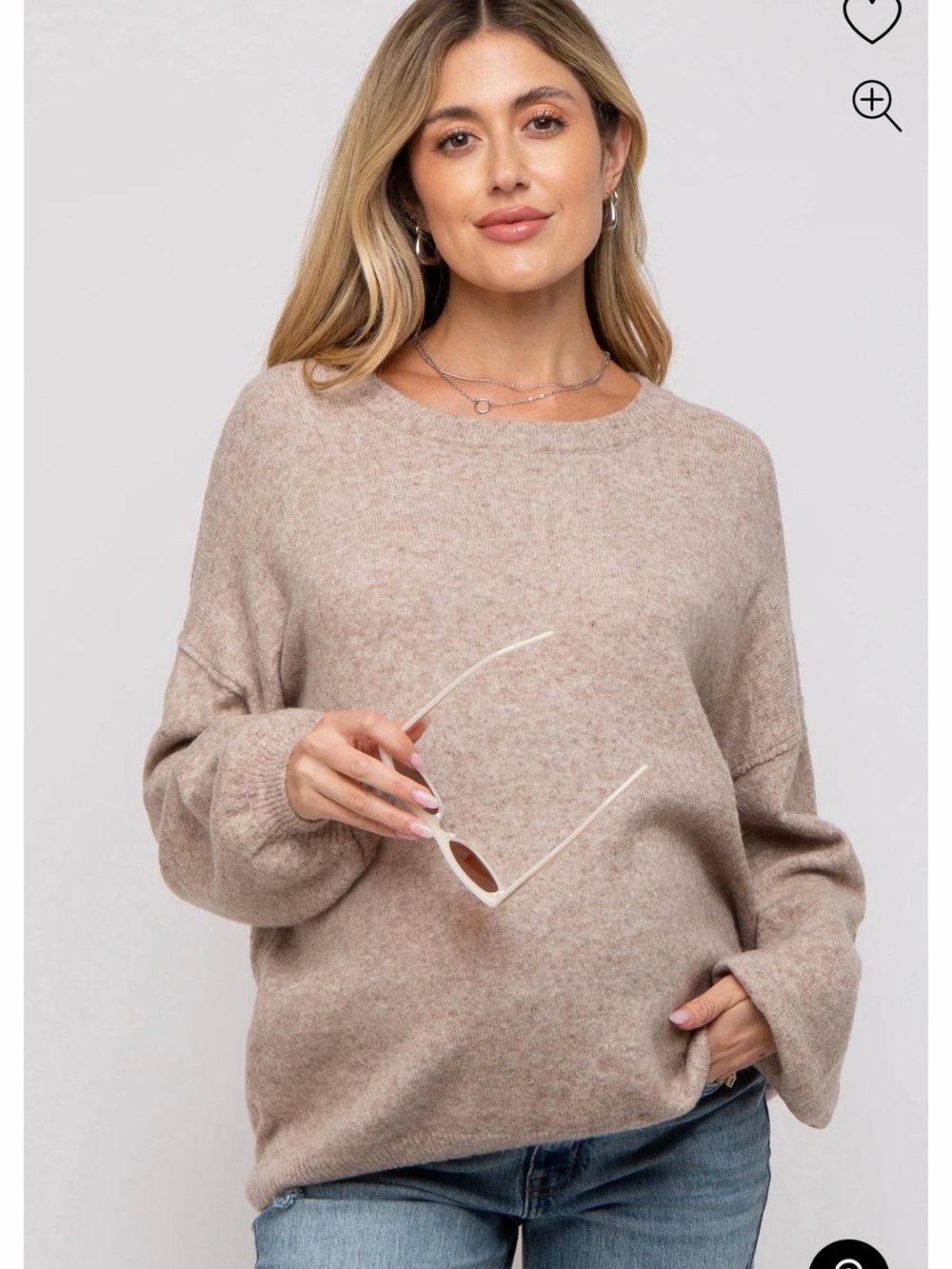 Taupe Basic Drop Shoulder Maternity Sweater